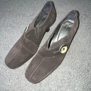 🇨🇦La CANADIENNE Montreal Waterproof Shootie Bootie Heels Brown Suede NWOT 7.5